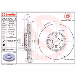 Disque de frein BREMBO 09C40613 avant, ventilé, à haute teneur en carbone, 1 pièce