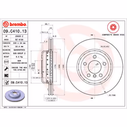 Disque de frein BREMBO 09C41013 avant, ventilé, à haute teneur en carbone, 1 pièce