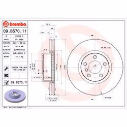 Disque de frein BREMBO 09B57011 avant, ventilé, à haute teneur en carbone, 1 pièce