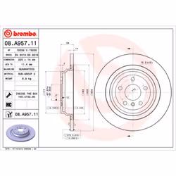 Disque de frein BREMBO 08A95711 arrière, plein, à haute teneur en carbone, 1 pièce