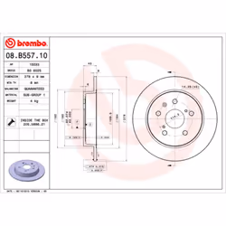 Disque de frein BREMBO 08B55710 arrière, plein, 1 pièce