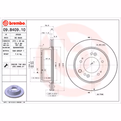 Disque de frein BREMBO 09B40910 arrière, ventilé, 1 pièce
