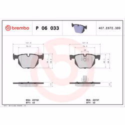 Jeu de plaquettes de frein BREMBO Xtra P 06 033X, arrière