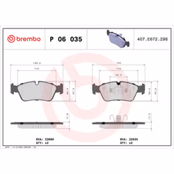 Jeu de plaquettes de frein BREMBO Xtra P 06 035X, avant
