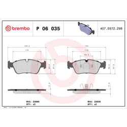 Jeu de plaquettes de frein BREMBO Xtra P 06 035X, avant