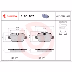 Jeu de plaquettes de frein BREMBO Xtra P 06 037X, arrière