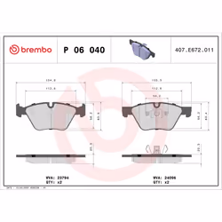 Jeu de plaquettes de frein BREMBO Xtra P 06 040X, avant