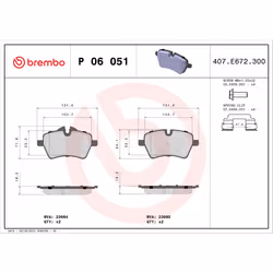 Jeu de plaquettes de frein BREMBO Xtra P 06 051X, avant