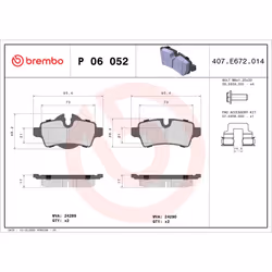 Jeu de plaquettes de frein BREMBO Xtra P 06 052X, arrière