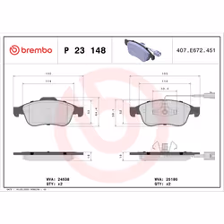 Jeu de plaquettes de frein BREMBO Xtra P 23 148X, avant