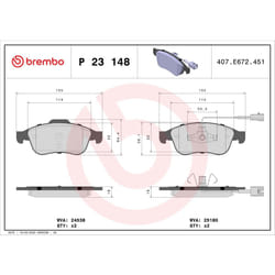 Jeu de plaquettes de frein BREMBO Xtra P 23 148X, avant