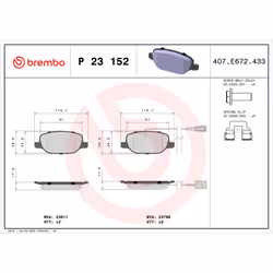 Jeu de plaquettes de frein BREMBO Xtra P 23 152X, arrière