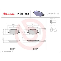 Jeu de plaquettes de frein BREMBO Xtra P 23 152X, arrière