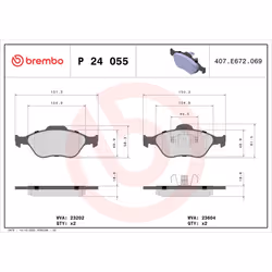 Jeu de plaquettes de frein BREMBO Xtra P 24 055X, avant