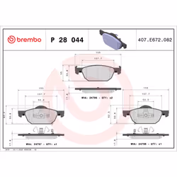 Jeu de plaquettes de frein BREMBO Xtra P 28 044X, avant