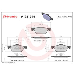 Jeu de plaquettes de frein BREMBO Xtra P 28 044X, avant