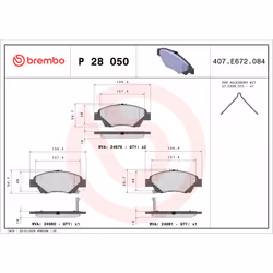 Jeu de plaquettes de frein BREMBO Xtra P 28 050X, avant