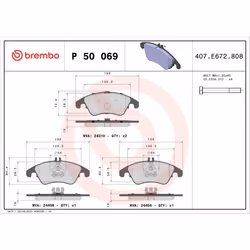 Jeu de plaquettes de frein BREMBO Xtra P 50 069X, avant