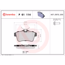 Jeu de plaquettes de frein BREMBO Xtra P 61 114X, arrière