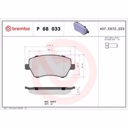 Jeu de plaquettes de frein BREMBO Xtra P 68 033X, avant