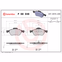 Jeu de plaquettes de frein BREMBO Xtra P 68 048X, avant