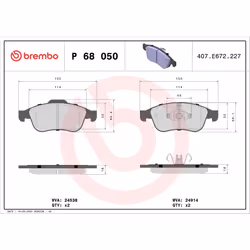 Jeu de plaquettes de frein BREMBO Xtra P 68 050X, avant