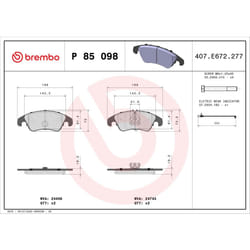 Jeu de plaquettes de frein BREMBO Xtra P 85 098X, avant
