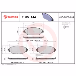 Jeu de plaquettes de frein BREMBO Xtra P 85 144X