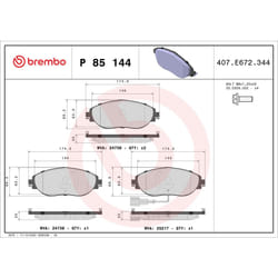 Jeu de plaquettes de frein BREMBO Xtra P 85 144X