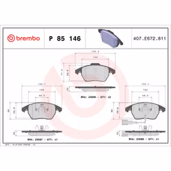 Jeu de plaquettes de frein BREMBO Xtra P 85 146X, avant