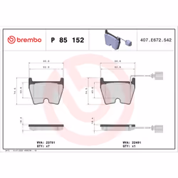 Jeu de plaquettes de frein BREMBO Xtra P 85 152X, avant