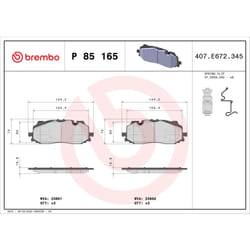 Jeu de plaquettes de frein BREMBO Xtra P 85 165X, avant