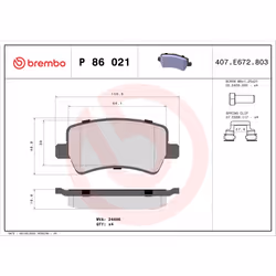 Jeu de plaquettes de frein BREMBO Xtra P 86 021X, arrière