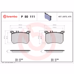Jeu de plaquettes de frein BREMBO P 50 111
