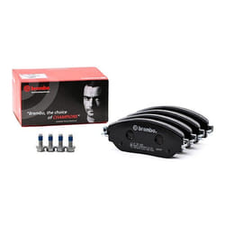 BREMBO P 59 082 Jeu de plaquettes de frein contact de signal d'usure exclu avec vis d'étrier de frein, avec tôle anti-bruit avec accessoires