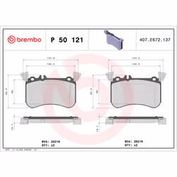 Jeu de plaquettes de frein BREMBO P 50 121