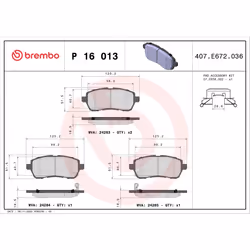 Jeu de plaquettes de frein BREMBO Xtra P 16 013X, avant