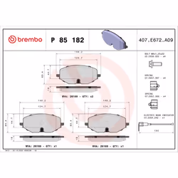 Jeu de plaquettes de frein BREMBO P 85 182X