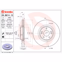 Disque de frein BREMBO 09B61410 avant, ventilé, à haute teneur en carbone, 1 pièce