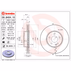 Disque de frein BREMBO 9840411 avant, ventilé, à haute teneur en carbone, 1 pièce