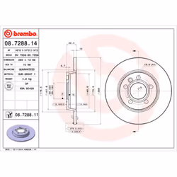 Disque de frein BREMBO 8728811 arrière, plein, 1 pièce