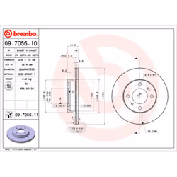 Disque de frein BREMBO 9705611 avant, ventilé, 1 pièce