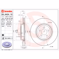 Disque de frein BREMBO 09A40411 avant, ventilé, à haute teneur en carbone, 1 pièce