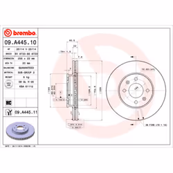 Disque de frein BREMBO 09A44511 avant, ventilé, à haute teneur en carbone, 1 pièce