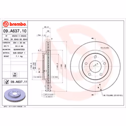Disque de frein BREMBO 09A63711 avant, ventilé, 1 pièce