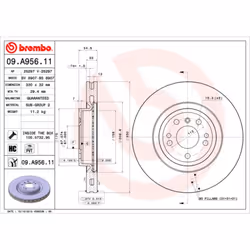 Disque de frein BREMBO 09A95611 avant, ventilé, à haute teneur en carbone, 1 pièce