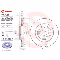 Disque de frein BREMBO 09A95811 avant, ventilé, à haute teneur en carbone, 1 pièce