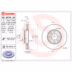 Disque de frein BREMBO 9907821 avant, ventilé, 1 pièce