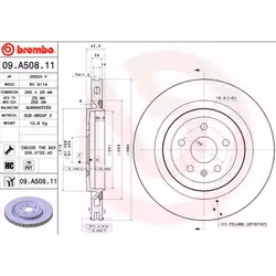 Disque de frein; BREMBO; COATED DISC LINE; 365 28 5 ventilé de l'intérieur revêtu à haute teneur en carbone; pour CADILLAC, C ...