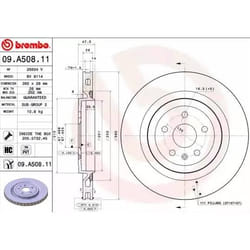 BREMBO Disque de frein CADILLAC: CTS II Berline, CTS II Sport Wagon, CHEVROLET: Camaro V Coupe, Camaro V Cabriolet COATED DISC LINE 09.A508.11